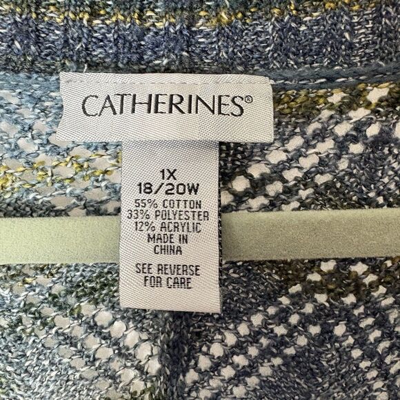 Catherines Cardigan Sweater Womens Size 1X Blue Short Sleeve Knit Career Work - Picture 3 of 5
